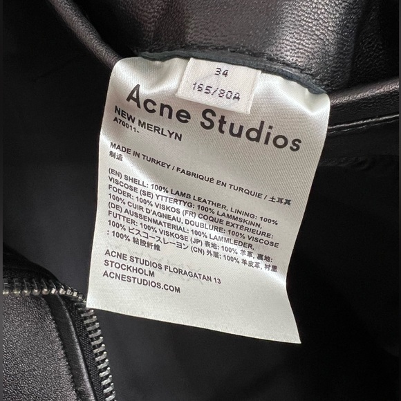 SOLD Acne Studios New Merlyn Black Leather Jacket - Size 34 - Picture 3 of 5